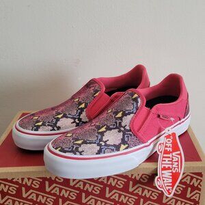 Vans Asher Deluxe Slip On - Snake/Claret Red - Womens Sz 6 *Vintage/Retro/RARE*